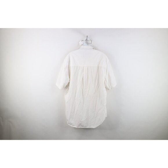 Vtg 90s Chaps Ralph Lauren Mens L Crest Short Sleeve Collared Button Down Shirt - Picture 10 of 12